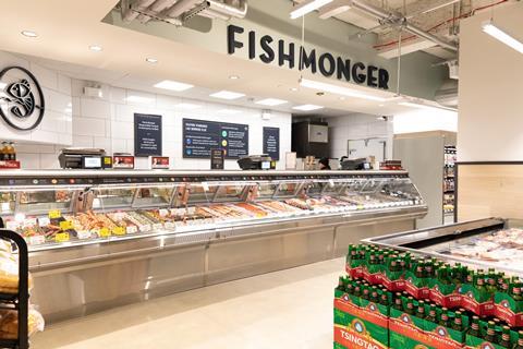 Seafood counter at Whole Foods Market, One Wall Street